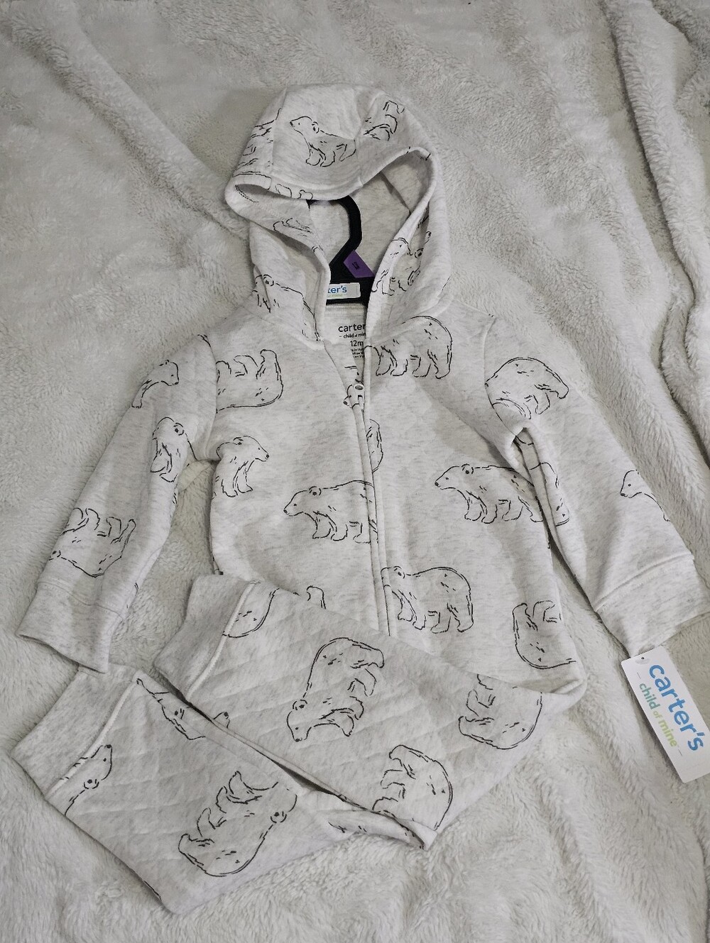 Carter's Heather Gray Polar Bear Zip-Up Hoodie
